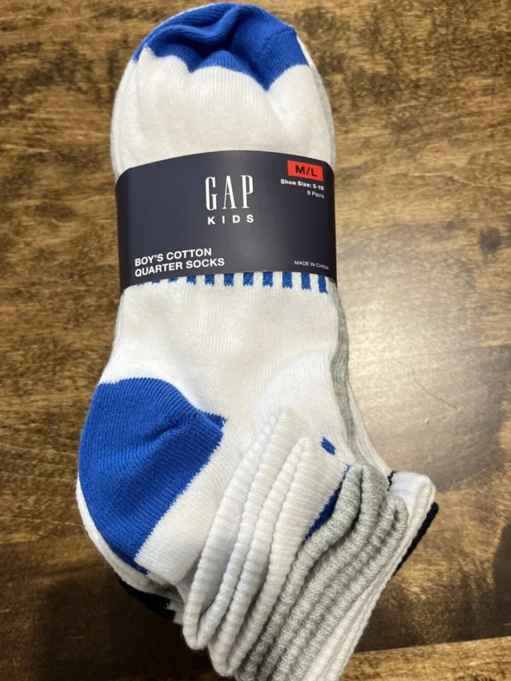 Gap Kids Boy's Cotton 8-Pairs Quarter Socks, Multicolor, Size M/L